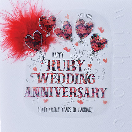 Wendy Jones-Blackett Ruby Wedding Anniversary Card CN1747
