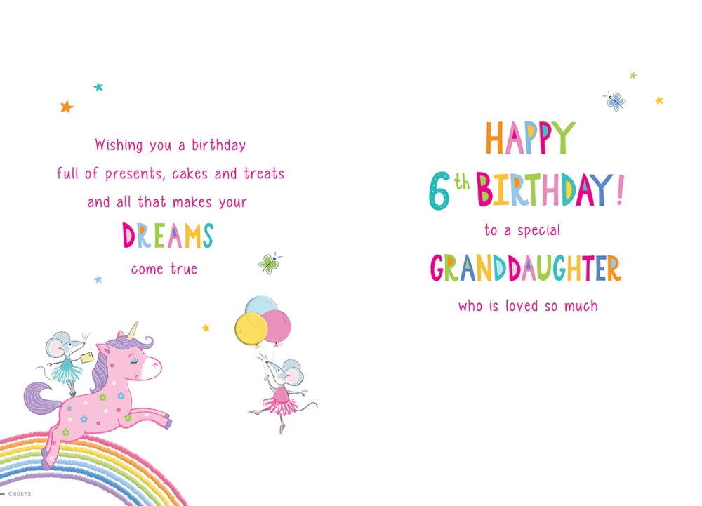 Granddaughter 6th Birthday Card 80572 - Image 2