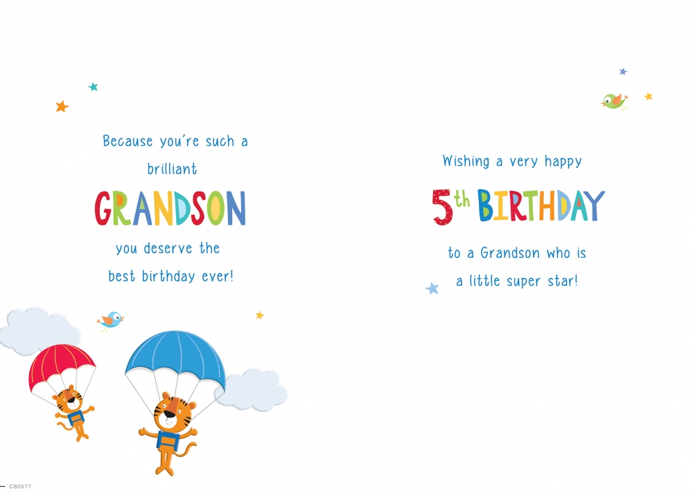 Grandson 5th Birthday Card 80577 - Image 2
