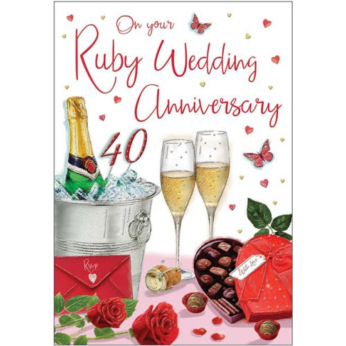 Ruby Wedding Anniversary Card - 80045