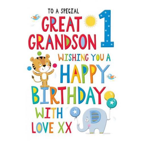 Great Grandson 1st Birthday Card 80582