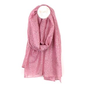 Scattered Spot Print Scarf - Dusky Pink & Rose Gold 51350
