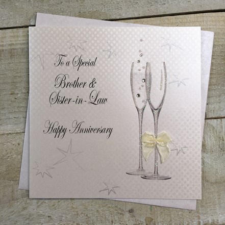 Brother & Sister In Law Anniversary Card - White Cotton BD76 - Image 2