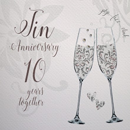 10th Anniversary Card - White Cotton DT110