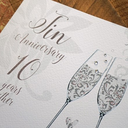 10th Anniversary Card - White Cotton DT110 - Image 4