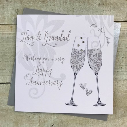 Nan & Grandad Anniversary Card - White Cotton DT183