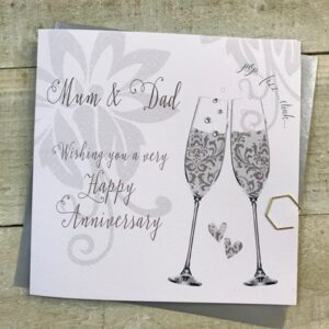 Mum & Dad Anniversary Card - White Cotton DT185