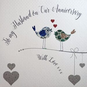 Husband Anniversary Card - White Cotton SS60