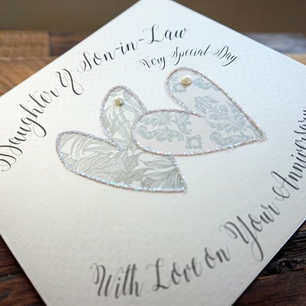 Daughter & Son In Law Anniversary Card - White Cotton SS62 - Image 2