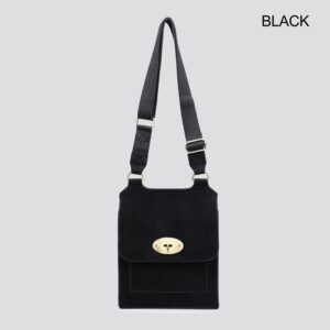 Antony (Designer Inspired) Classic Messenger Bag 1202 - Black Suede