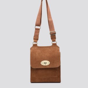 Antony (Designer Inspired) Classic Messenger Bag 1202 - Tan Suede