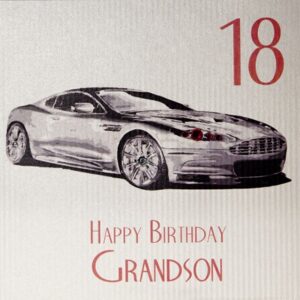 Grandson 18th Birthday Card - White Cotton SB18GS