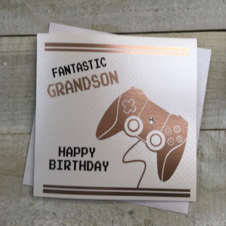 Grandson Birthday Card - White Cotton KM45