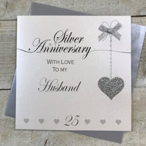 Wife Silver Anniversary Card - White Cotton XLLA25W