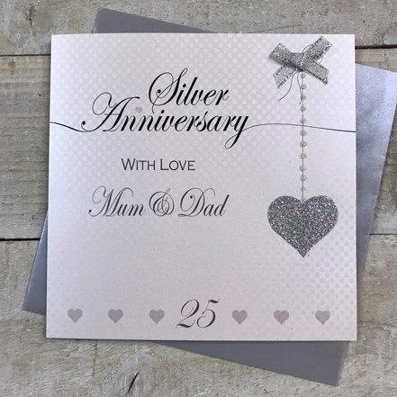 Mum & Dad Silver Anniversary Card - White Cotton LLA25MD