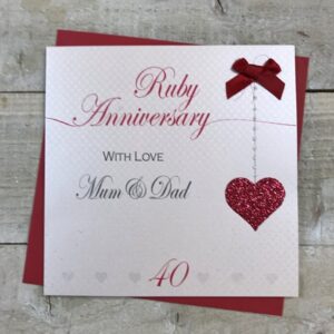 Mum & Dad Ruby Wedding Anniversary Card White Cotton XLLA40M