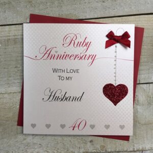 Husband Ruby Anniversary Card White Cotton XLLA40H