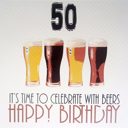 50th Birthday Card - White Cotton NBA50