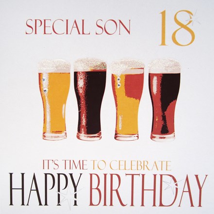 Son 18th Birthday Card - White Cotton NBS18