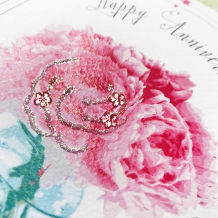 Happy Anniversary Card - White Cotton SP37 - Image 2