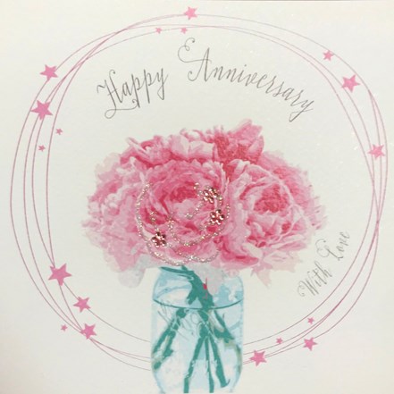 Happy Anniversary Card - White Cotton SP37
