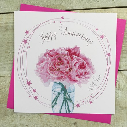 Happy Anniversary Card - White Cotton SP37 - Image 4