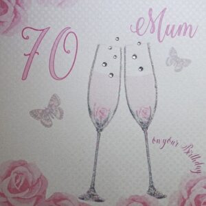 Mum 70th Birthday Card - White Cotton SS42-M70