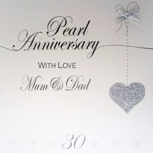 Mum & Dad Pearl Wedding Anniversary Card - White Cotton LLA30MD