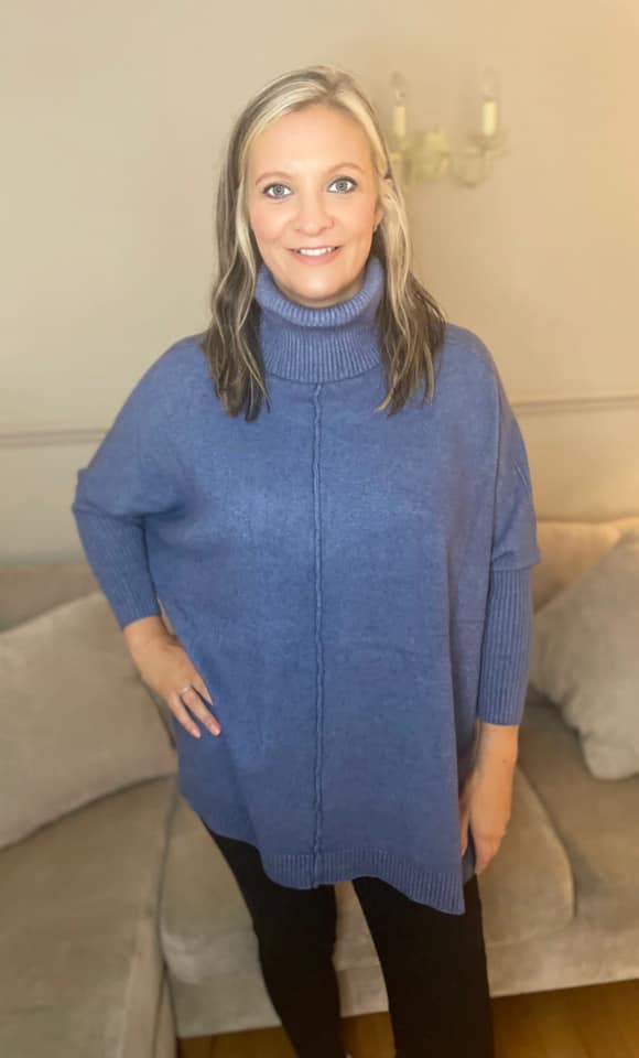 Chloe Oversized Cowl Neck Jumper - Grey - Image 2