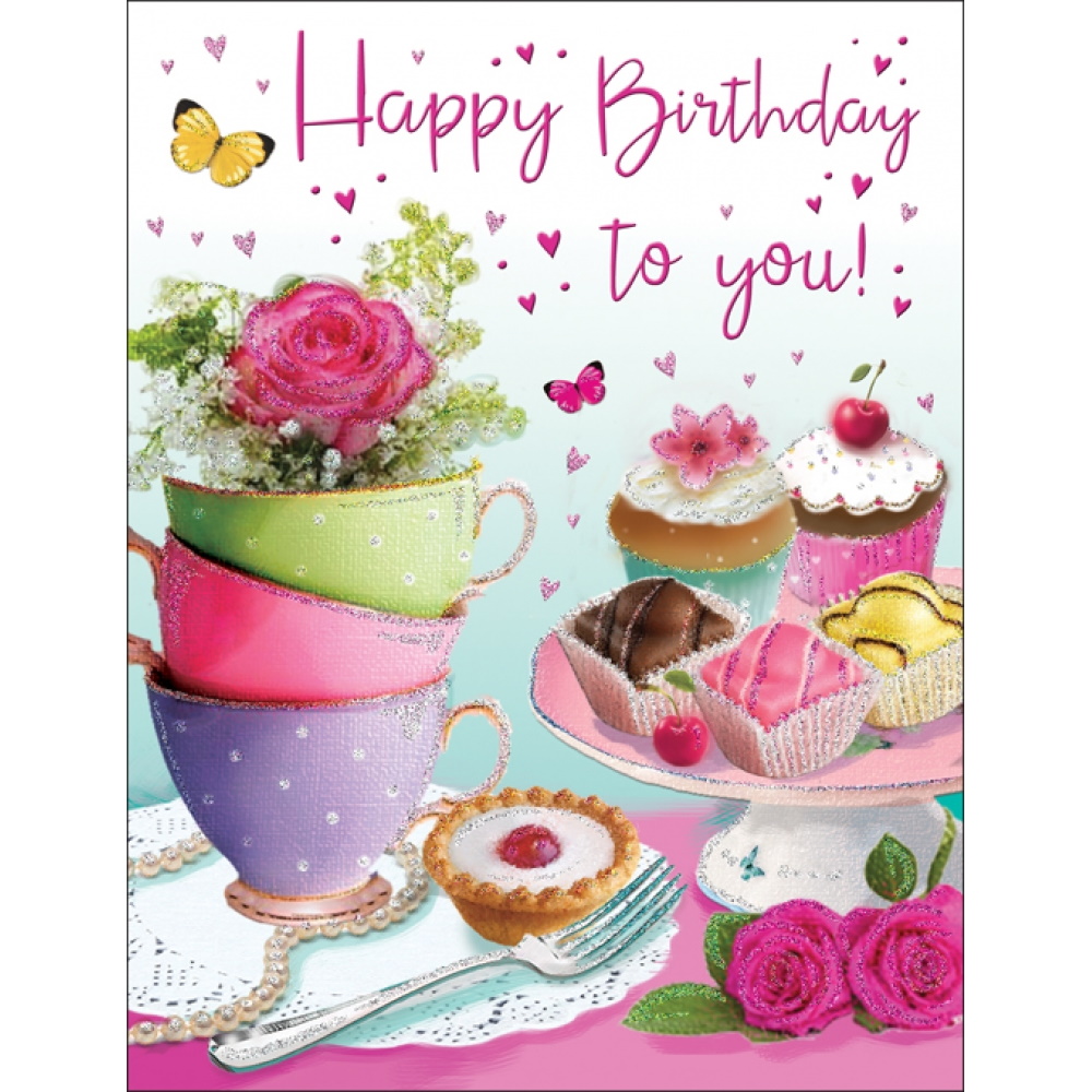 Cupcakes & Teacups Birthday Card - 800144