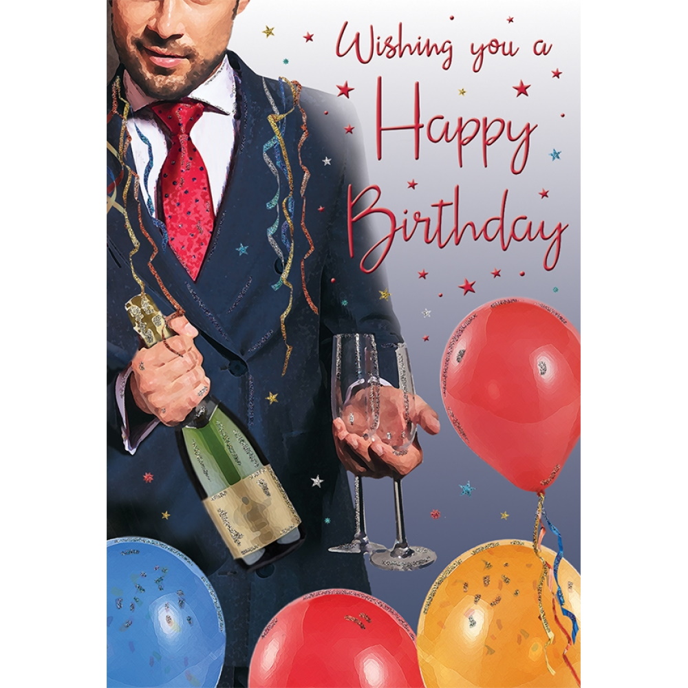 Male Champagne Birthday Card - 80432