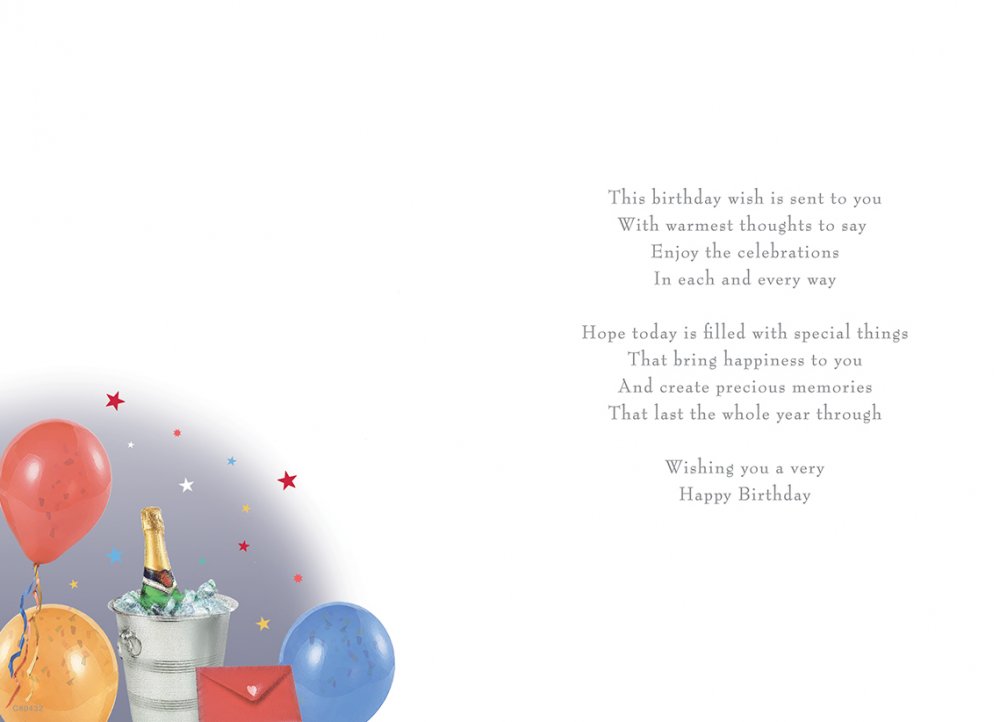 Male Champagne Birthday Card - 80432 - Image 2