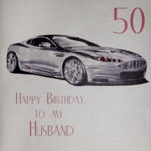 Husband 50th Birthday Card - White Cotton X50HA