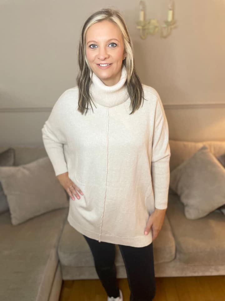Chloe Oversized Cowl Neck Jumper - Navy - Image 9