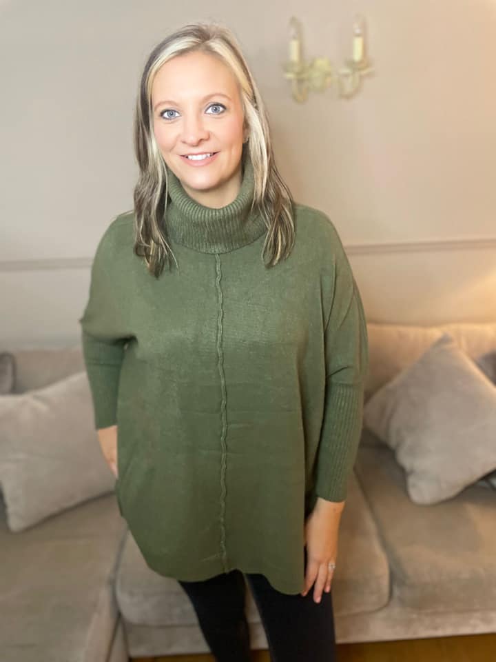 Chloe Oversized Cowl Neck Jumper - Navy - Image 10