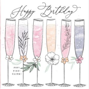 Katie Phythian Champagne Birthday Card - RE03