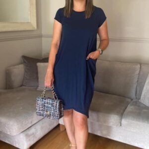 Georgie Soft Italian Cotton Dress - Navy