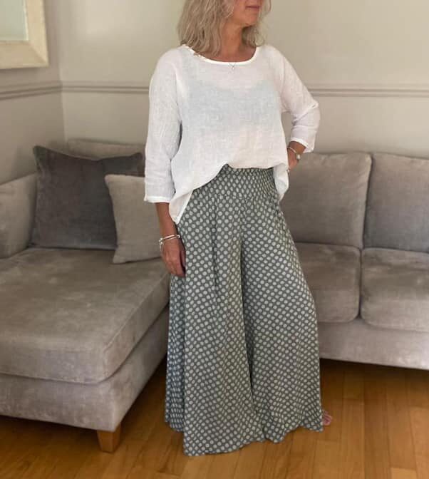Serena Wide Leg Palazzo Trousers (Spot)- Khaki