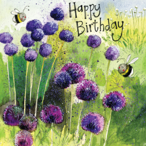 Alex Clarke Art Happy Birthday Bees and Flowers Card AC732