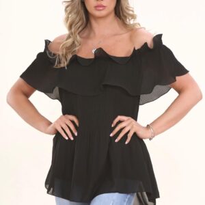 Isabella Ruffle Top - Black
