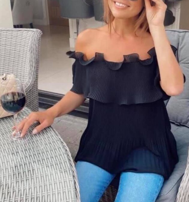 Isabella Ruffle Top - Black - Image 5
