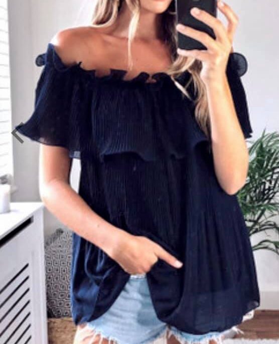 Isabella Ruffle Top - Black - Image 2