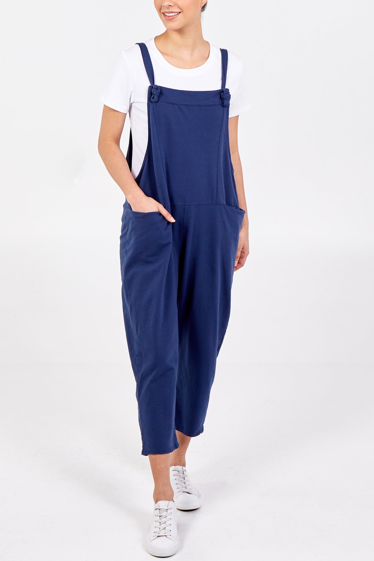 Billie Jersey Cotton Dungarees - Navy