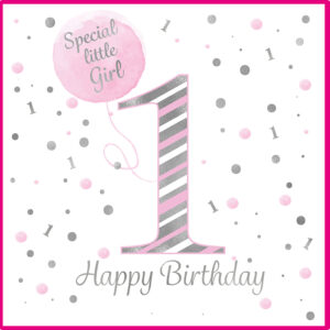 Rush Design Special Little Girl 1st Birthday Card - FT08