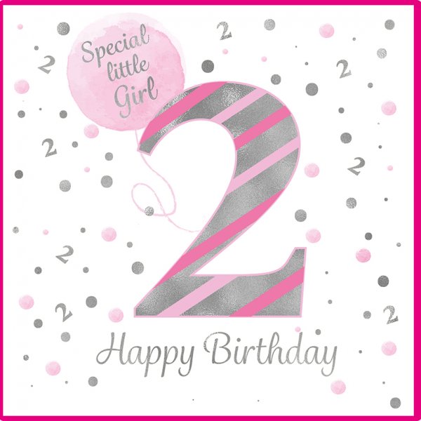 Rush Design Special Little Girl 2nd Birthday Card - FT09