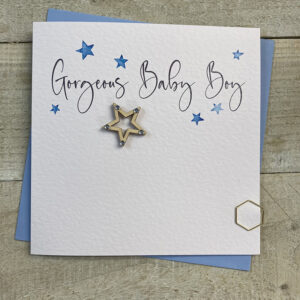 White Cotton Baby Boy Card - S103