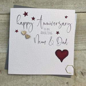 White Cotton Mum & Dad Anniversary Card - S129