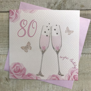 White Cotton 80th Birthday Card - XSS42-80