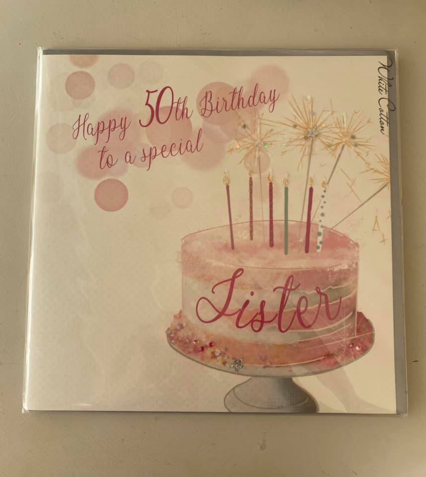 White Cotton Sister 50th Birthday Card - XVN150-S50