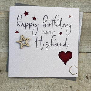 White Cotton Husband Birthday Card - S123